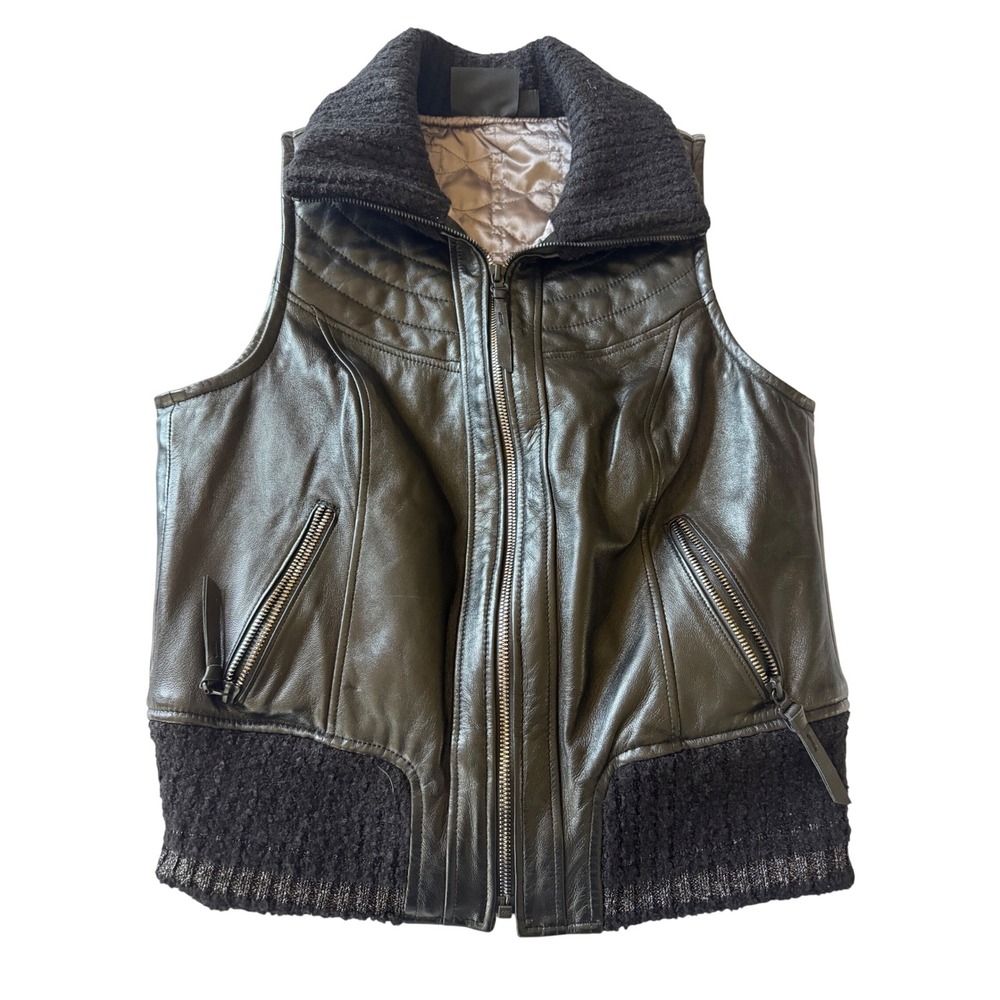 Harley Davidson Womens Biker Vest Sheepskin Leather Small Black Moto Edgy Style